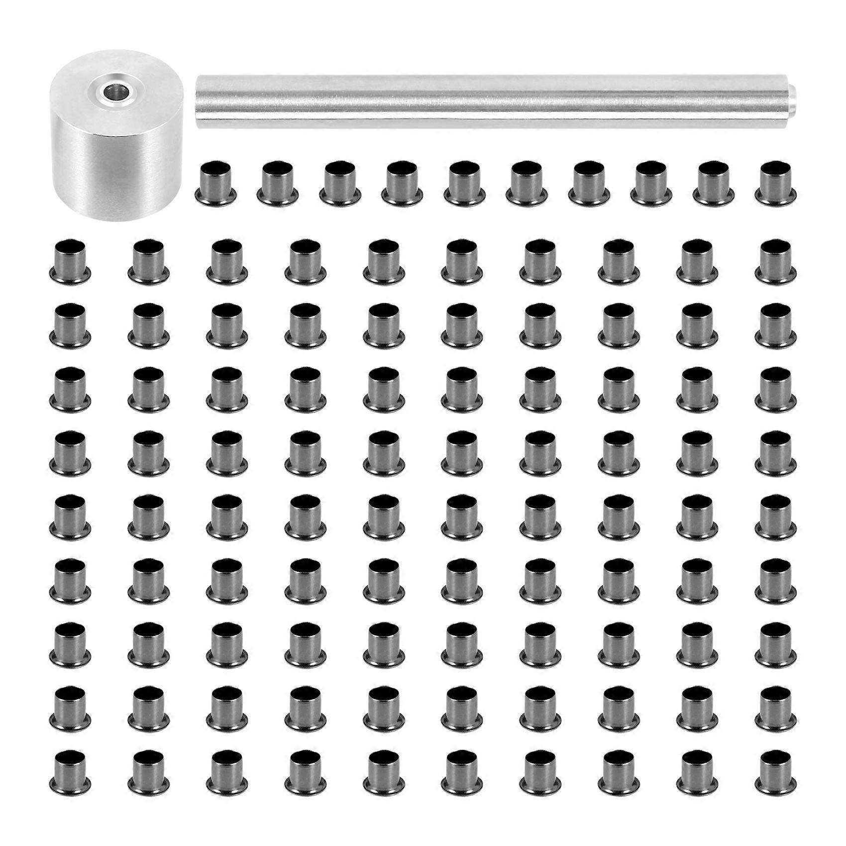 1Set Tools+100Pcs Rivets Nail Installation Tools with Silver Brass Nails