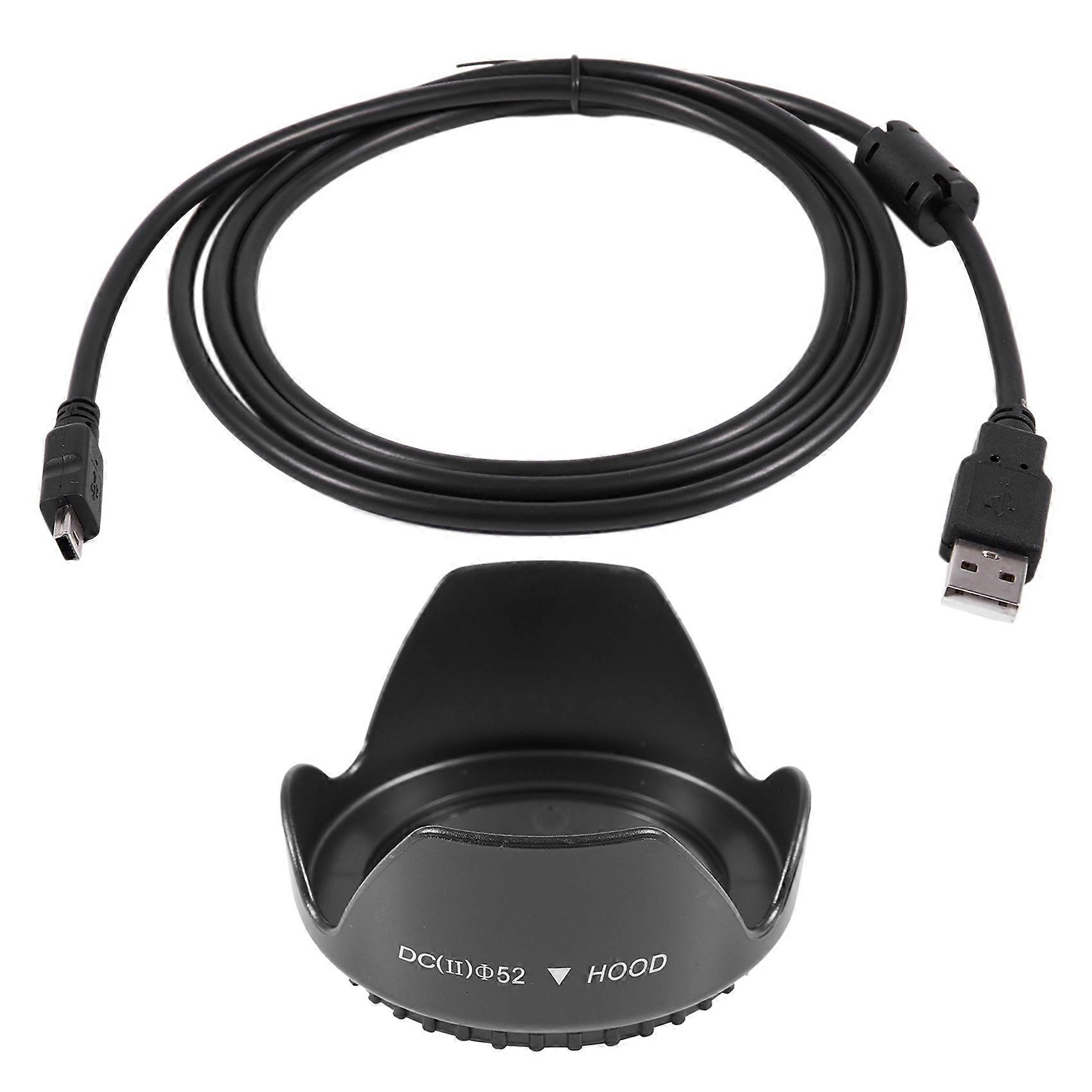 Camera USB Data Cable Cord Lead with 52mm Petal Flower Lens Hood for D5200 D5100 D3200 Kit F3.5-5.6