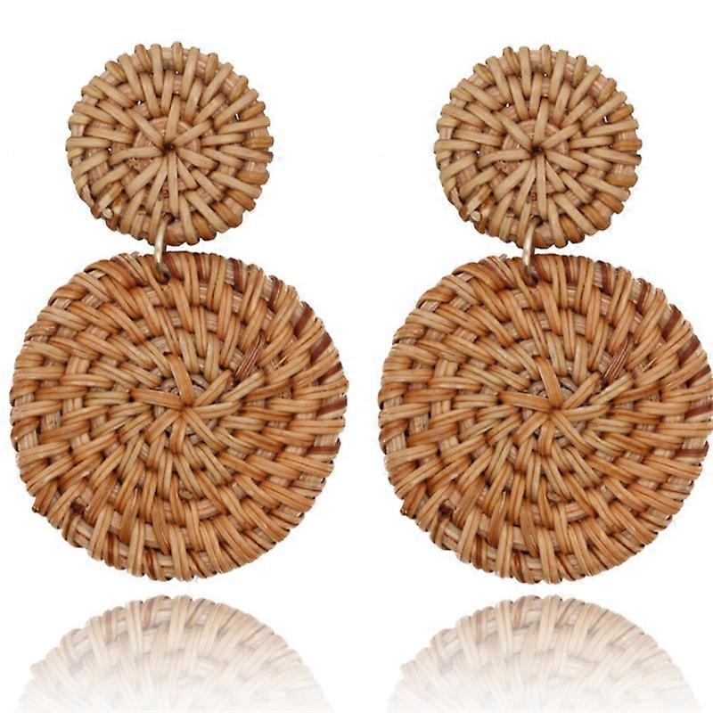 Rattan Earrings for Women Girls Handmade Lightweight Wicker Straw Stud Earrings Statement Weaving Braid Drop Dangle Earring