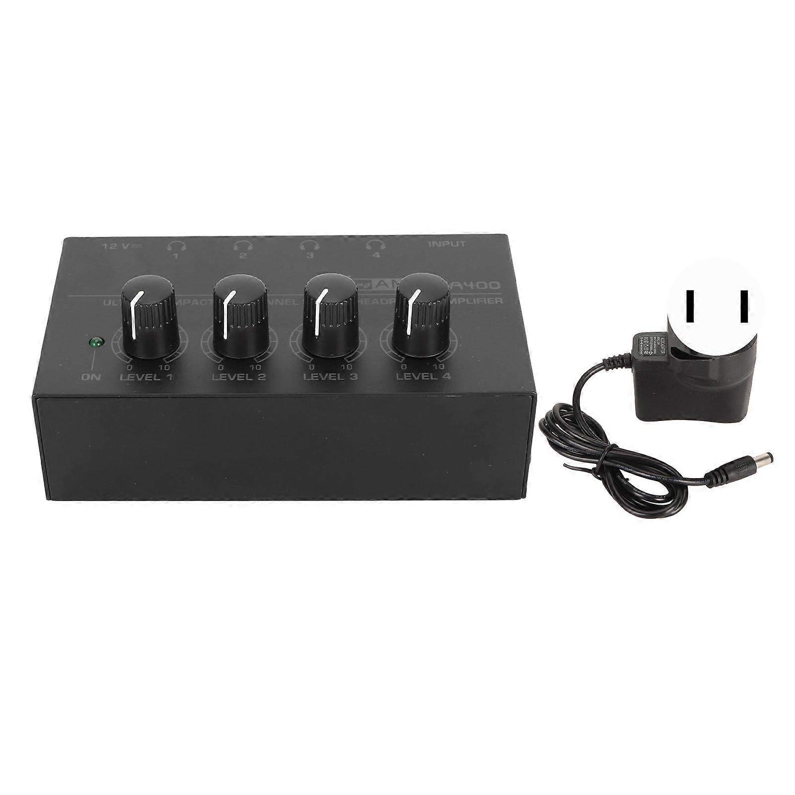 4 Channel Stereo Headphone Amplifier Ultra Low Noise Independent Volume Control Compact Headphone Amp Amplifier 100?240V US Plug