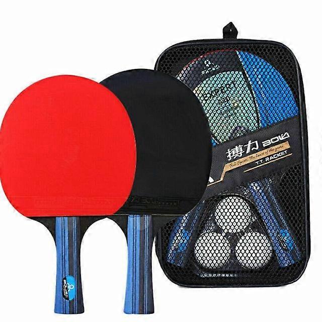 Training Table Tennis Racket Short Long Handle Student Ping Pong Paddle 2 Ping Pong Paddles With 3 PingPong Balls Storage Bag