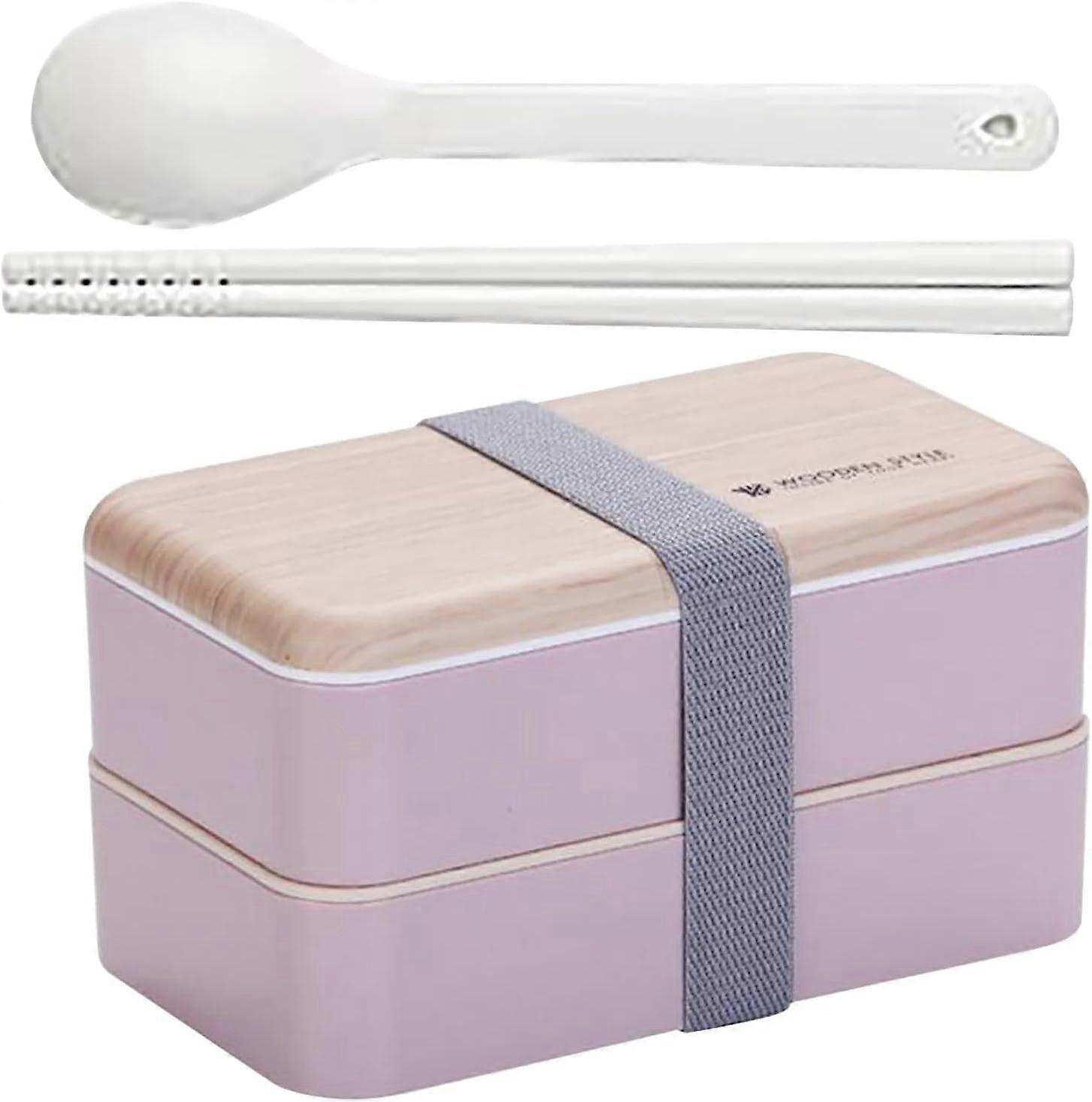 Pink Bento Lunch Box for Kids and Adults, 1200ml 2 Layers Lunch Box with Compartments