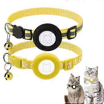 Airtag Cat Collar, Reflective Airtag Cat Collar With Bell And Silicone Waterproof Pet Airtag Holder