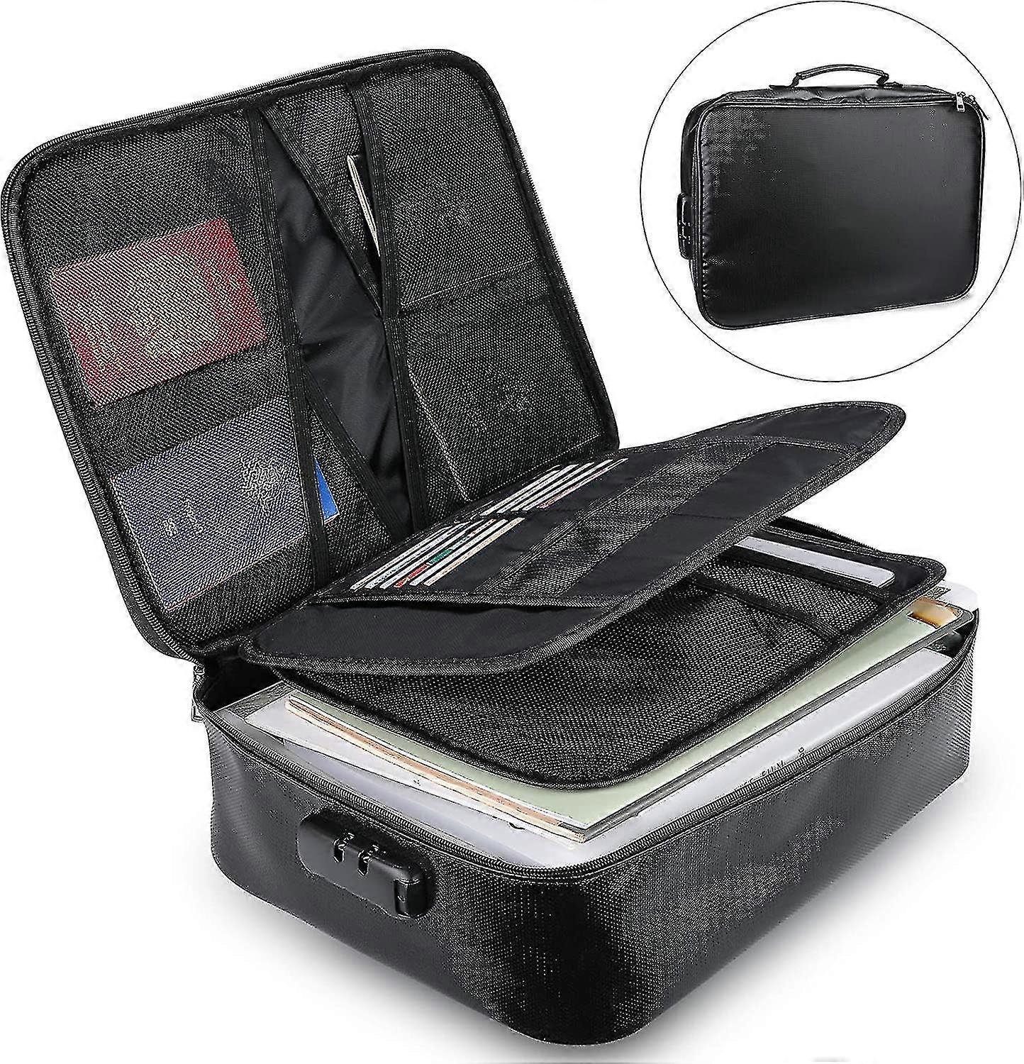 Fireproof Document Bags - IPX4 Waterproof File Organizer, Briefcase Style