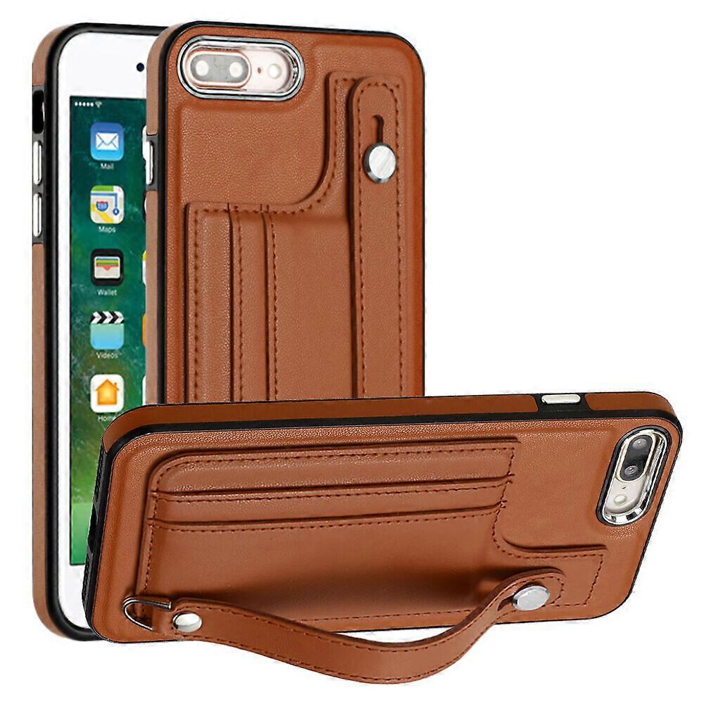 Compatible with iPhone 8 Plus Credit Card Slots Holder PU Leather Wallet Case with Wristband