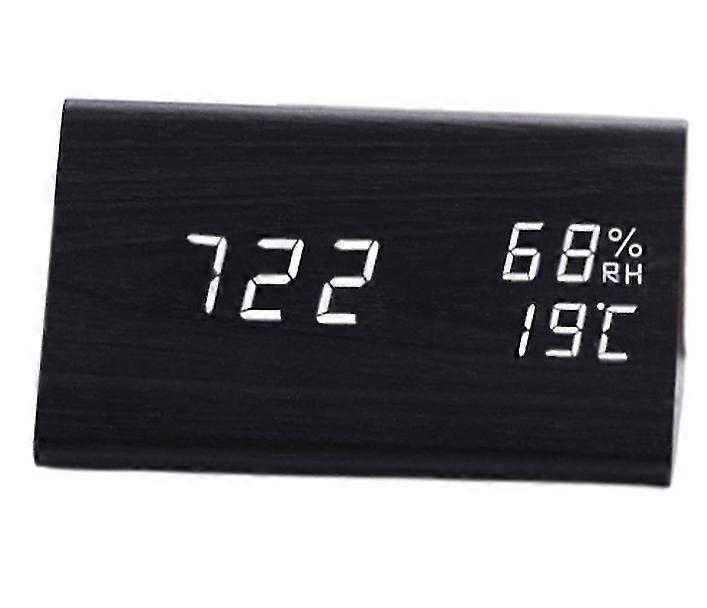 Wooden Digital Alarm Clock Temperature And Humidity Triangle Electronic Clock