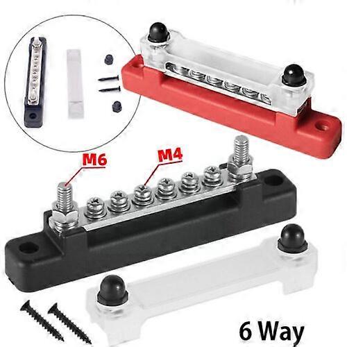 2 Pcs 12 Terminal Block Bus Bar & Cover 12V Distribution Bus Bar Auto Boat Power