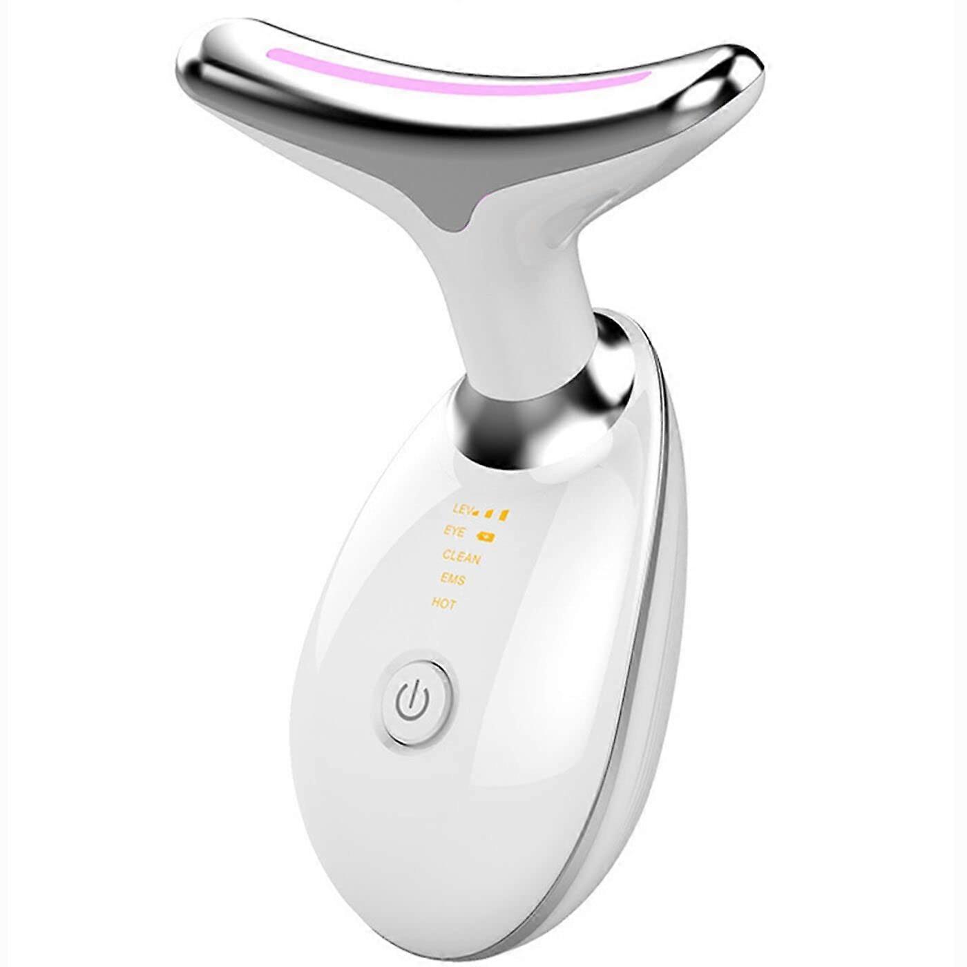 Amyi Neck Face Firming Wrinkle Removal Tool Double Chin Reducer Vibration Massager with 3 Color Mode