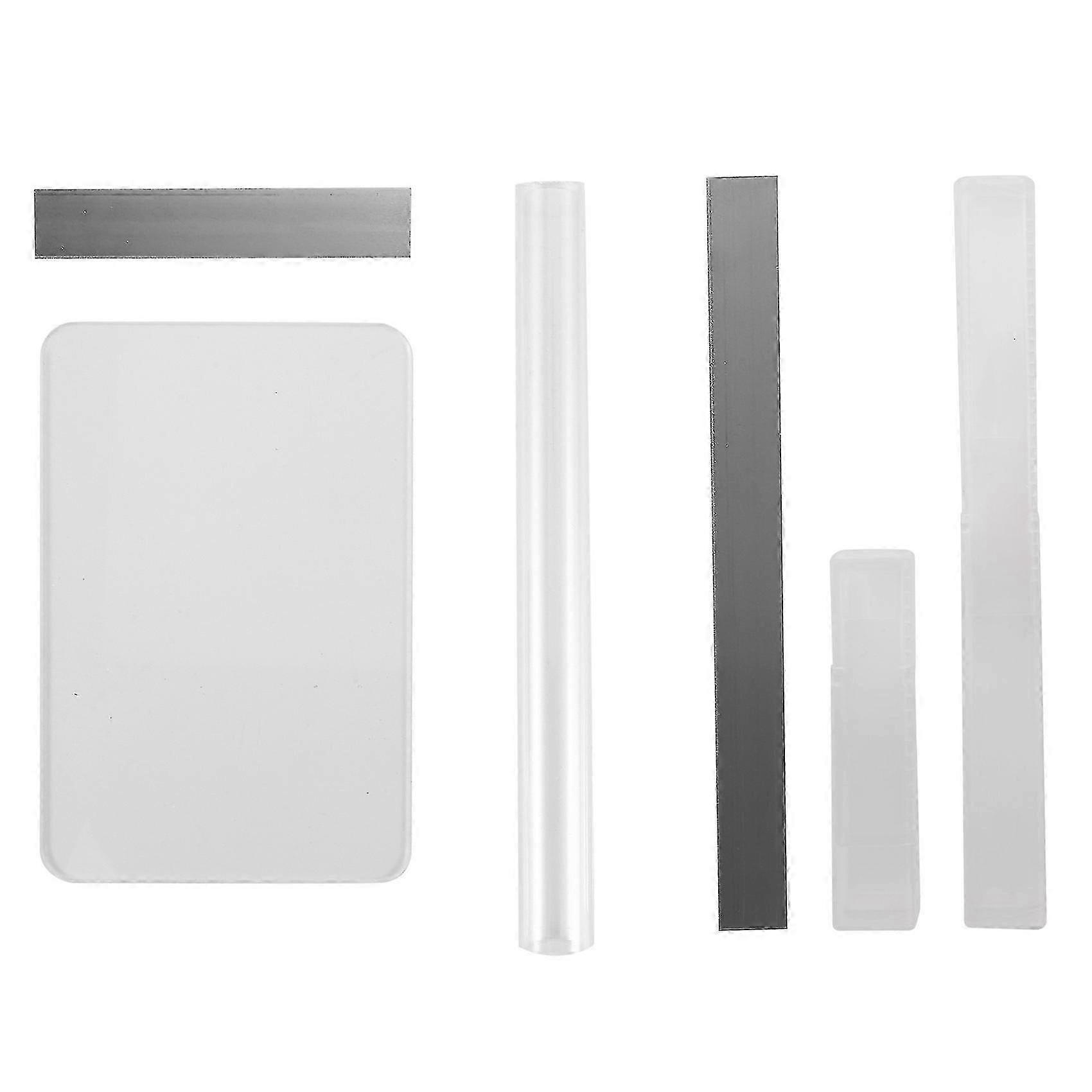 6 Pcs Acrylic Solid Clay Roller Clear Acrylic Sheet Rectangle Shape Backing Board Flexible Polymer Clay Carbon