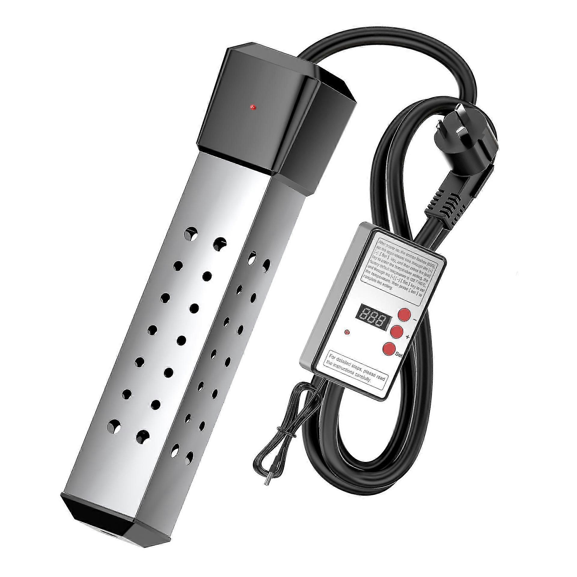 Aquecedor de água com controle de temperatura, aquecedor de água portátil com termostato de 2000 W, aquecedor de água submersível com balde e proteção de aço inoxidável, para mini-Po