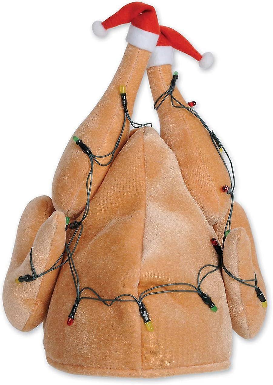 1-Pack Plush Glowing Christmas Turkey Hats, Tan, One Size