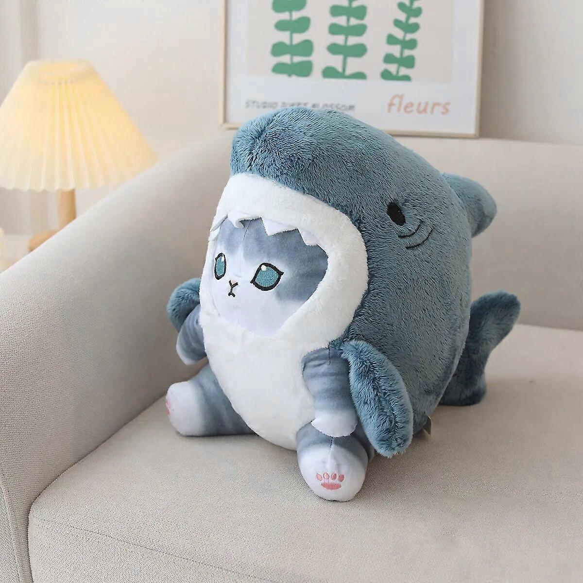 Cute Shark Cat Plush Fried Shrimp Cat Stuffed Plushie Pendant Room Car Bag Decor Pendant Friend Gift