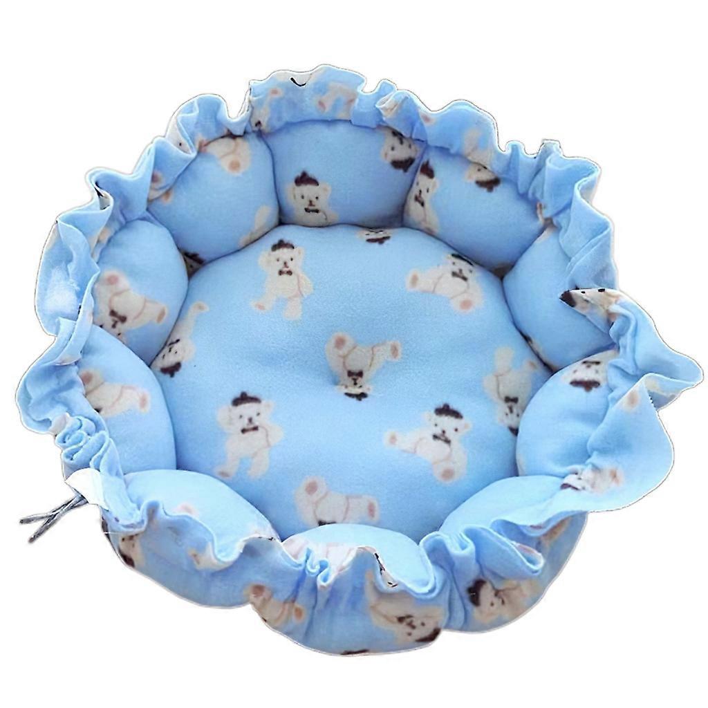 Cat Round Bed Mat Drawstring Design Puppy Kennel Cat Mat Winter Warm Beds