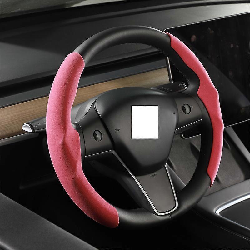 Wildleder Lenkradabdeckung Custom Fit für Tesla Model 3 Y 2017-2022 2023 Rutschfeste Radschutzabdeckung Atmungsaktives Autozubehör