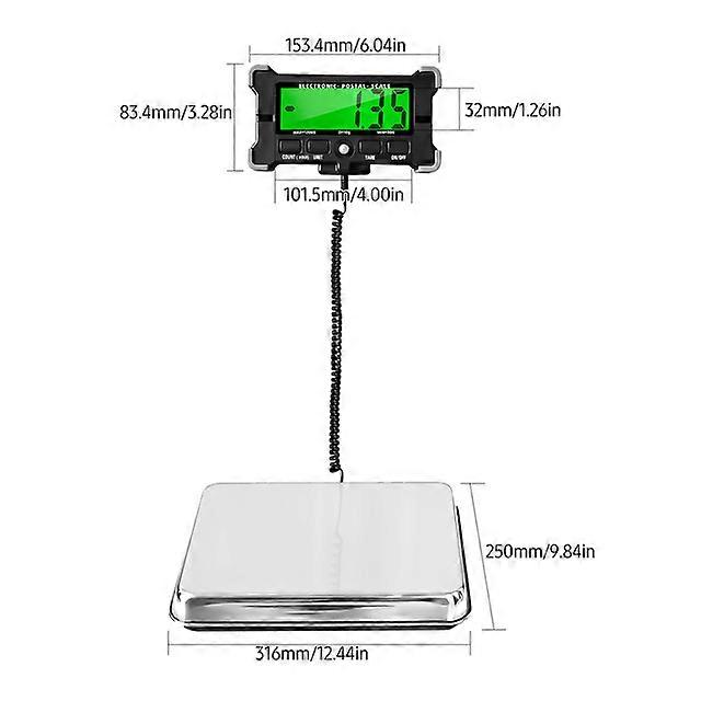 264 Lbs/440 Lbs Electronic Postal Scale 10g/50g Precision Integrated Stainless Steel Digital Scale Shipping Scales LCD Backlight