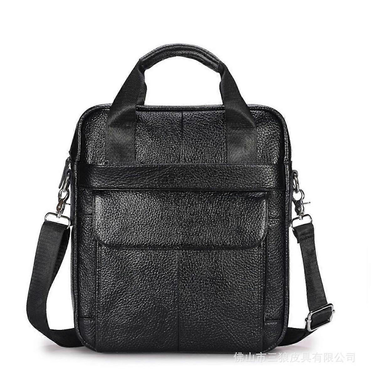 Men Leather Shoulder Bag Multi Pockets Satchel Bag with Handle