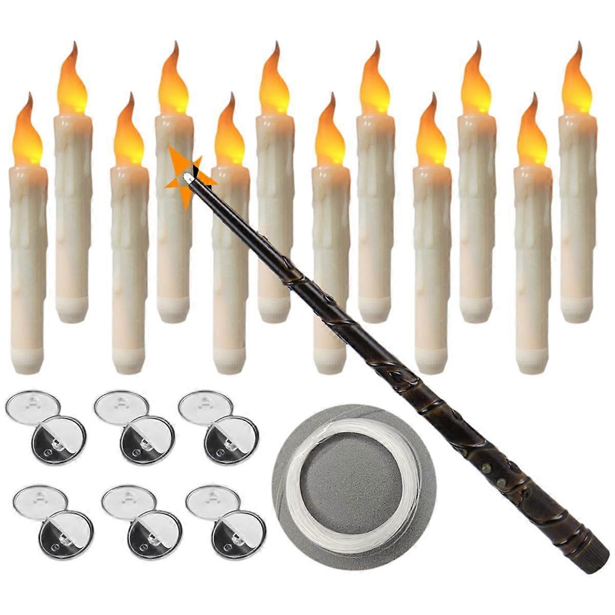 12PCS Floating Candle with Wand Remote Magical Floating Candle Flameless Hanging Candles for Christ