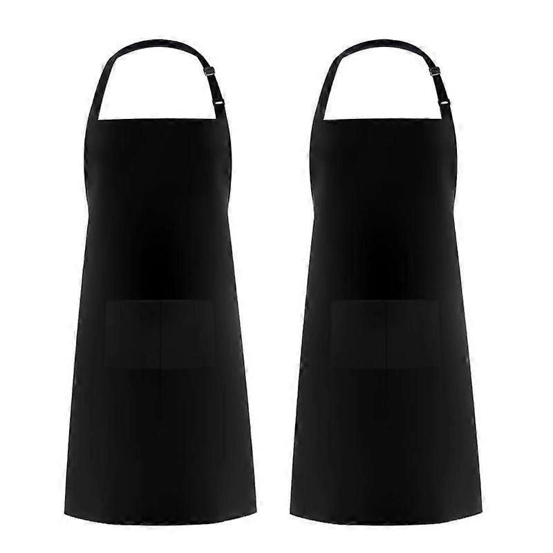 Black Utopia Kitchen 2 Pack Adjustable Bib Apron with 2 Pockets