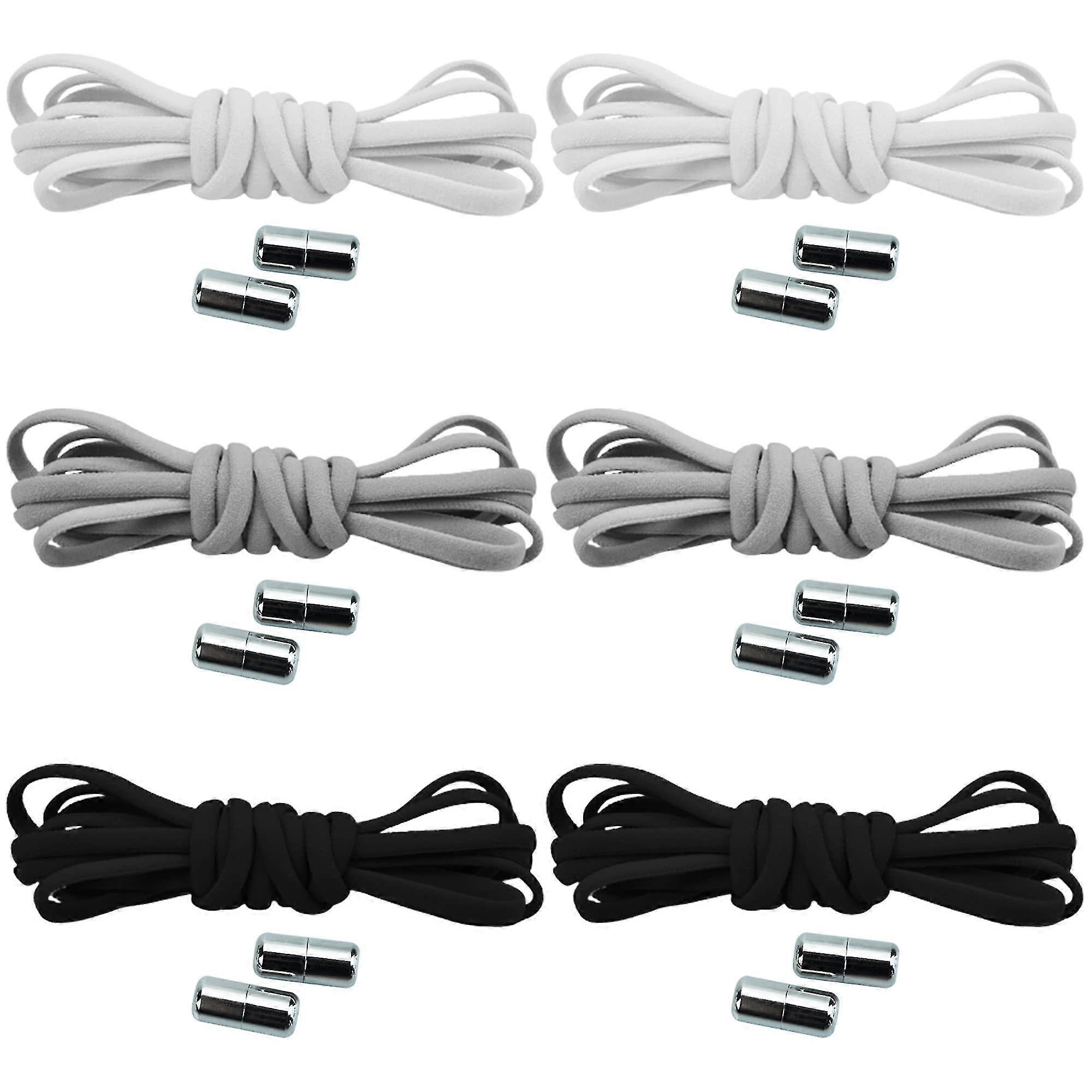 6 Pairs Elastic Shoelaces With Metal Clasp Elastic Shoelaces Without Tie Metal Locking Shoelaces
