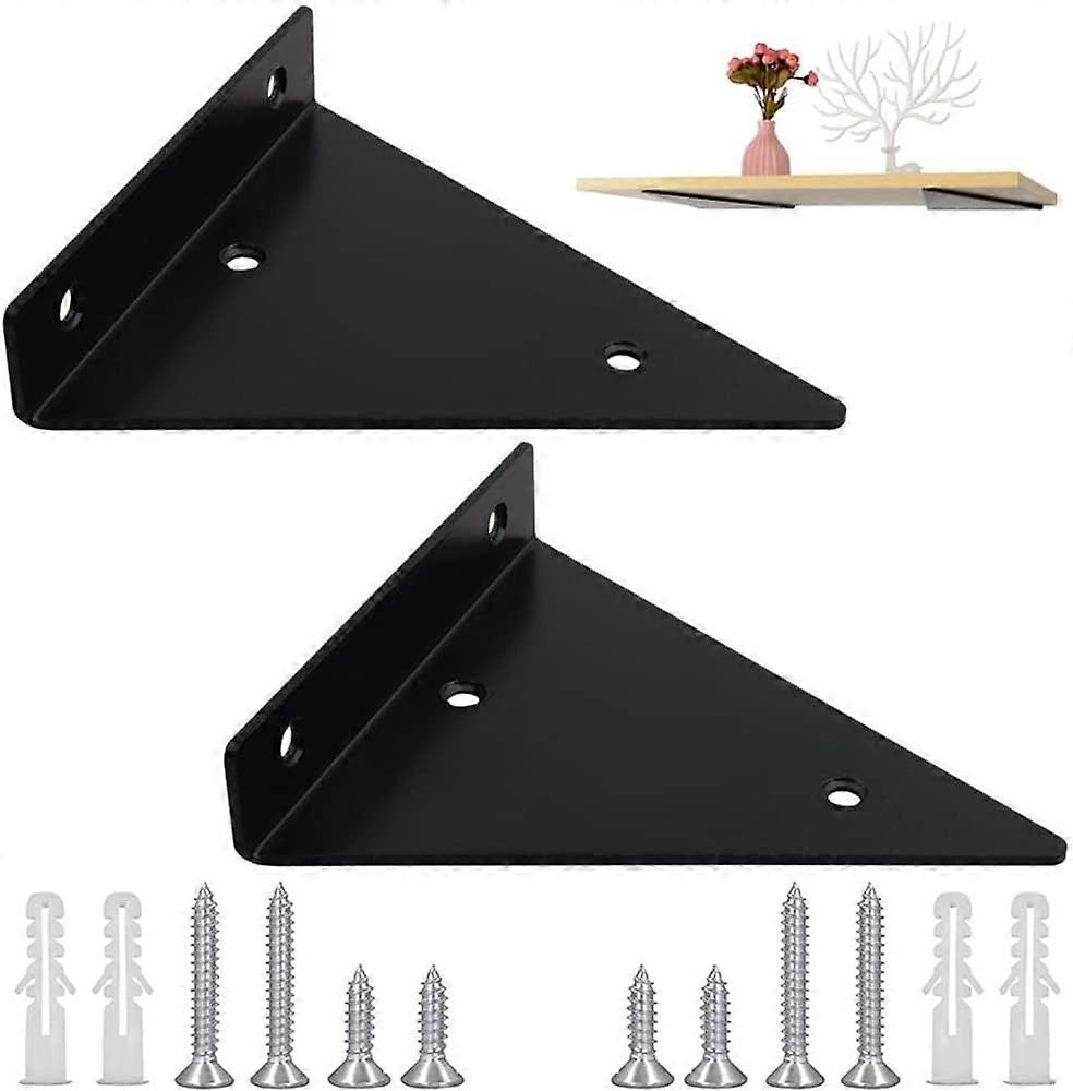 2 Pieces Triangle Metal Brackets, Triangle Shelf Bracket, Floating Shelf Bracket, Triangle Fixing Bracket, with Mounting Accessories, p