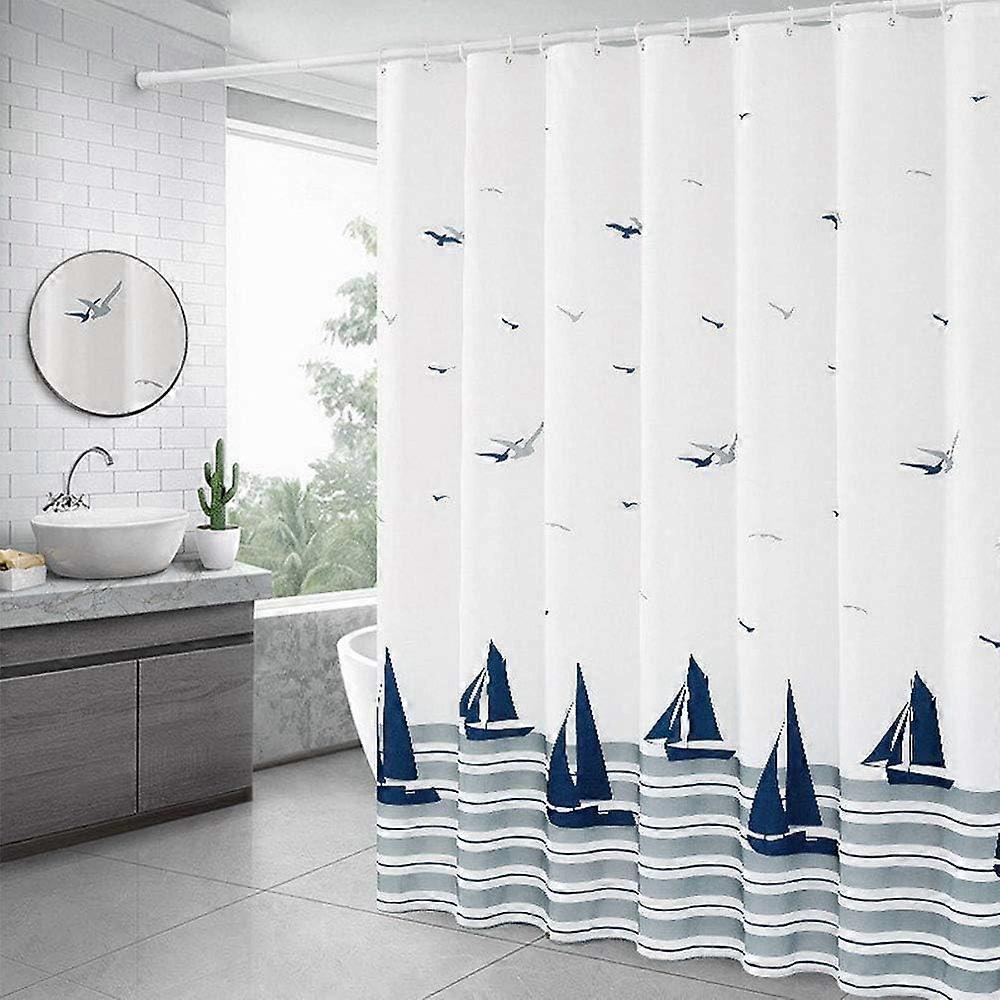 Shower Curtain with Plastic Hooks Polyester Waterproof Mildew Proof Bathroom Curtain 180x180cm