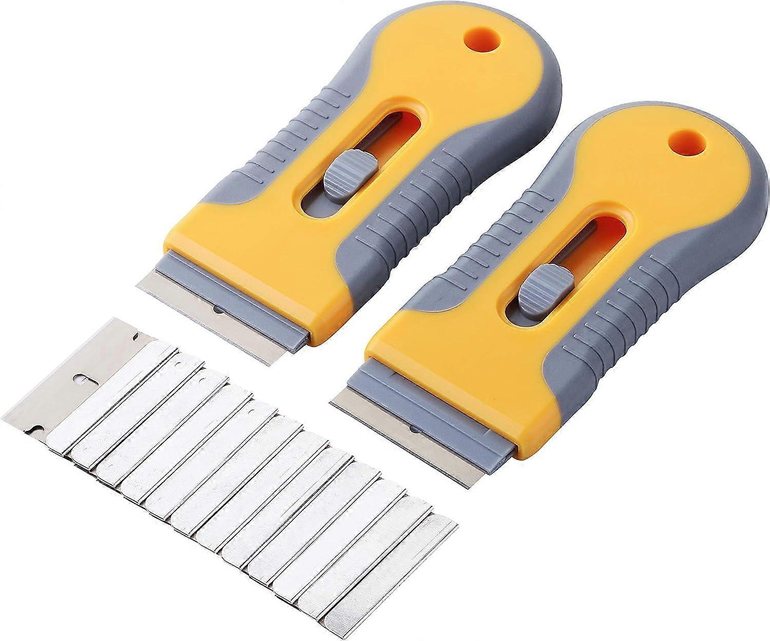 2 Pack, Razor Scraper Set with 10 Blades, Razor Scraper, Window Scraper, Scraper Tool, Glass Scraper, Retractable Razor Blades