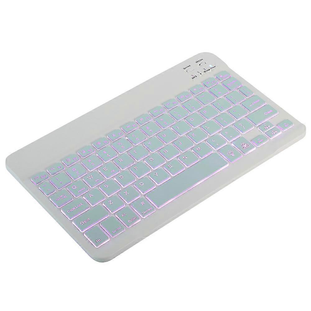 10 Inch Wireless Bt Keyboard Ultra-thin Rechargeable Bt Keyboard Three-system Compatible Mixed Light Effect White TW