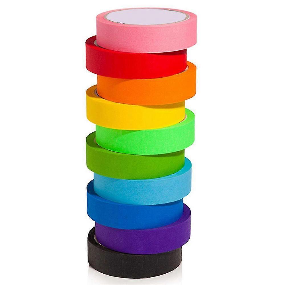 10 Pcs Colored Masking Tape Rainbow Color Easy Tear Home Decoration(10 Colors)