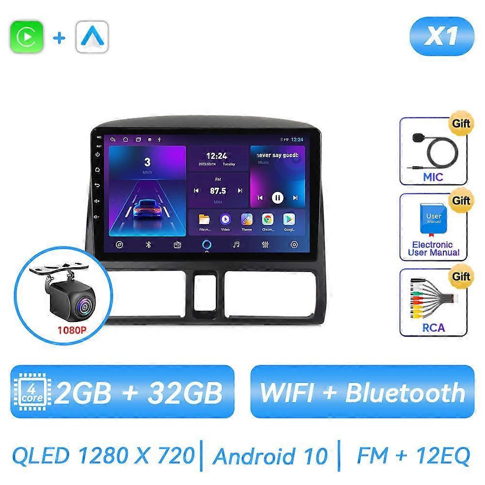 Android Car Radio For Honda CR-V 2 CRV 2001 - 2006 Multimedia Video Player Navigation GPS Carplay QLED Touch Screen Auto Stereo