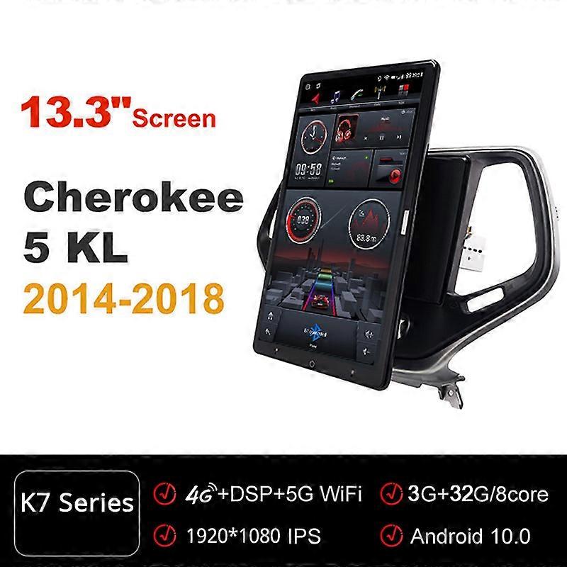Tesla style PX6 13.3" Android 10 Car DVD Player Auto Rotatable IPS Navigation GPS For Jeep Cherokee 5 KL 2014-2018 Stereo Radio