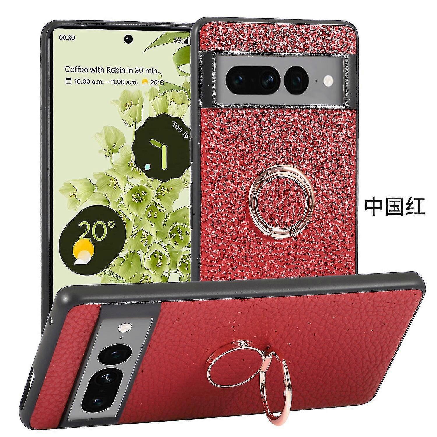 Luxury Pu Leather Case Compatible Google Pixel 7 Pro/pixel 7 With Magnetic Ring Stand Shockproof Shell