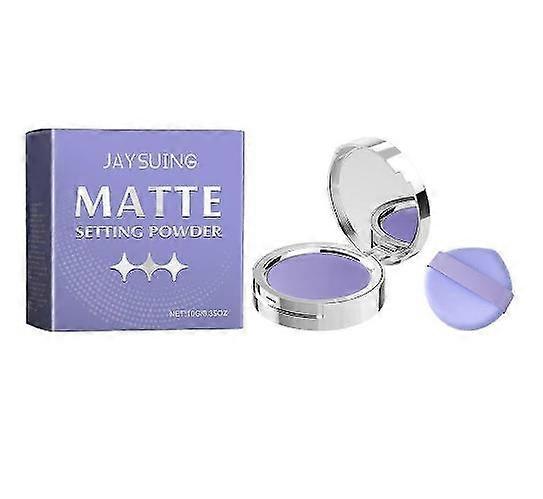 Powder Puff,Purple Matte Setting Powder With Lavender Complex Oil Control Anti-Sweat Pressed Powder for Smooth Even Complexion Blurring