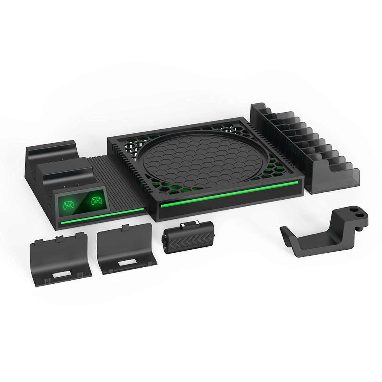 Multi-function Host Controller Handle Charger 10-slot Disc Organizer Rack & Headphone Hook Kit for XB Series X/ XB One S Console