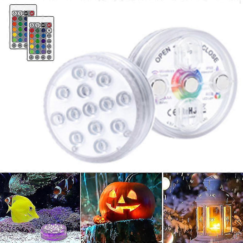 2-pack Led Lights Waterproof With Remote (rf), Suction Cups