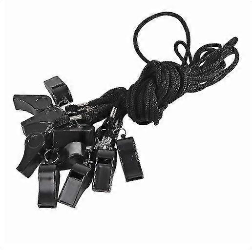 Whistle,12pcs Black Plastic Sports Whistle With Lanyard - Loud Crisp Sound For Referee