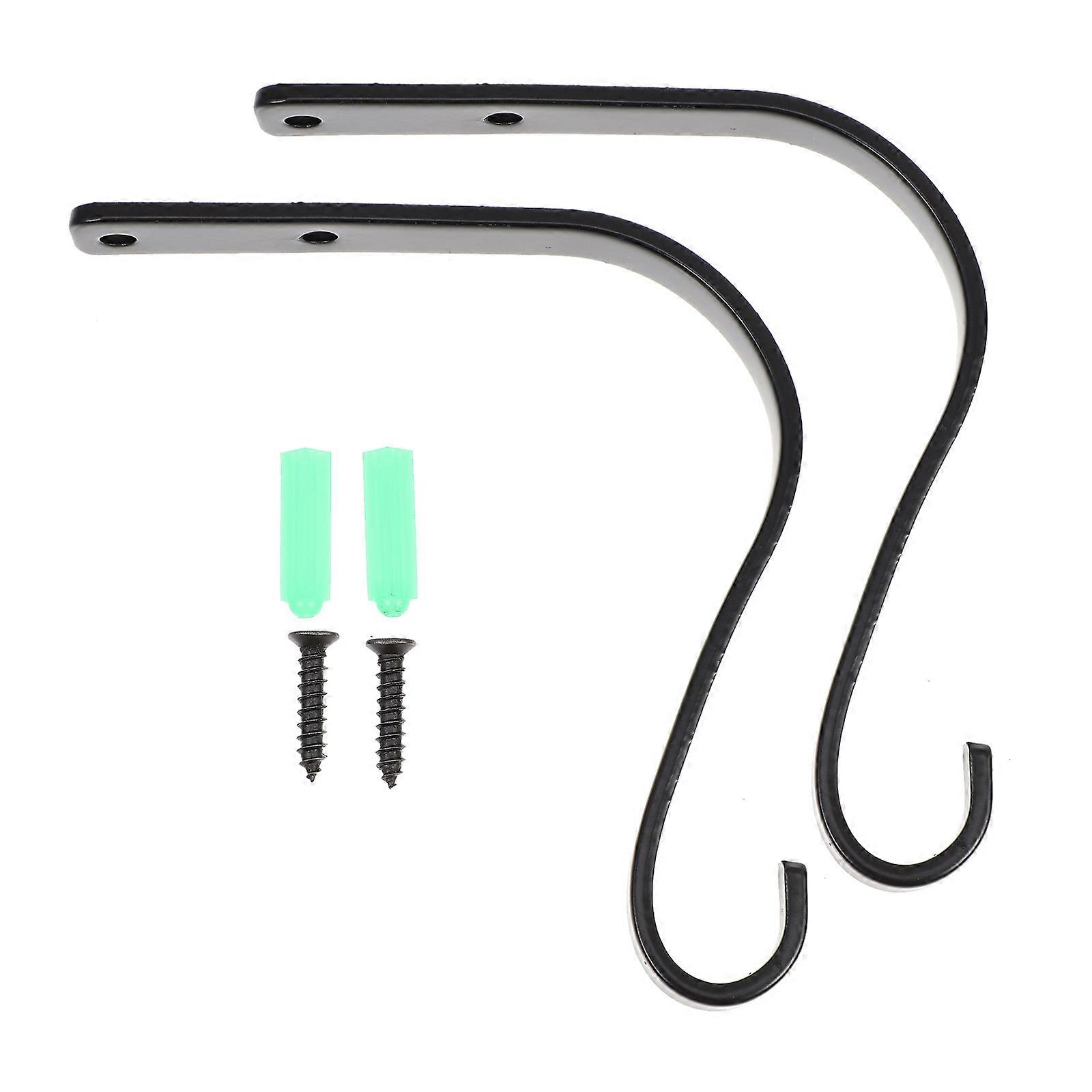 2Pcs Iron Garden Flower Basket Hooks Fence Hooks Hanging Flower Pot Hook Hangers