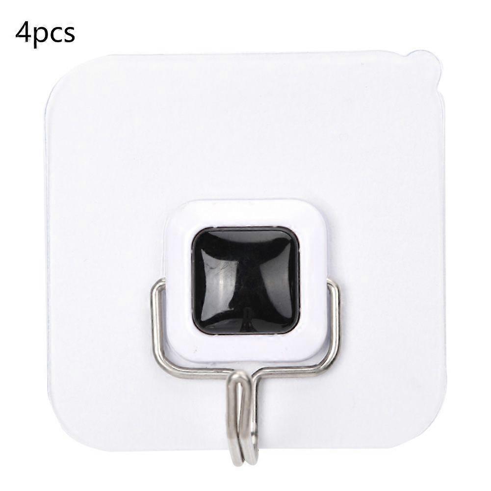 4 Pcs Kitchen Bathroom Hooks Hangers Adhesive Wall Hook for Keys Coats(Square)
