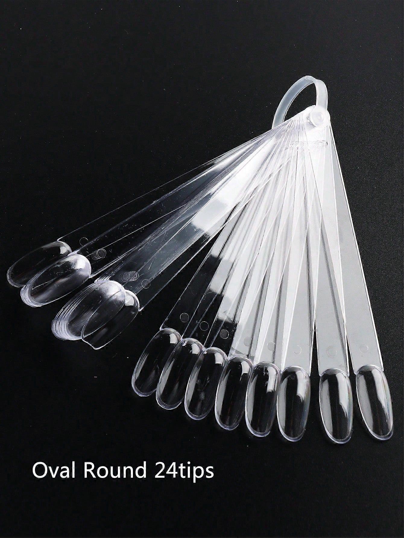 50pcs clear false טיפים לציפורניים לוח פולני תרגול אמנות ציפורניים מאוורר צבע טבעת ג'ל לק מראה כלי מניקור מדף