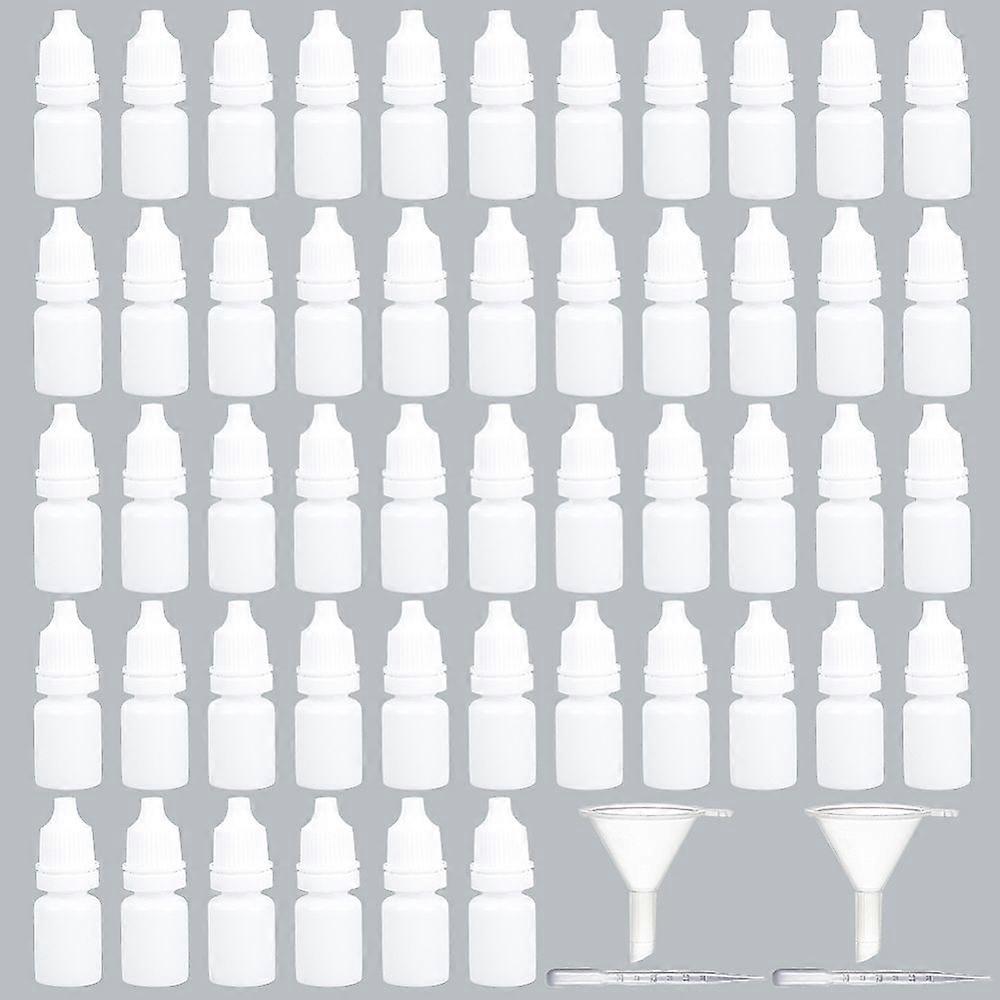 50 Pcs Plastic Glue Bottles with 2Pcs Disposable Plastic Dropper with 2Pcs Transparent Plastic Funnel Hopper White 1.85x5.15cm Inner Diameter: 0.85cm