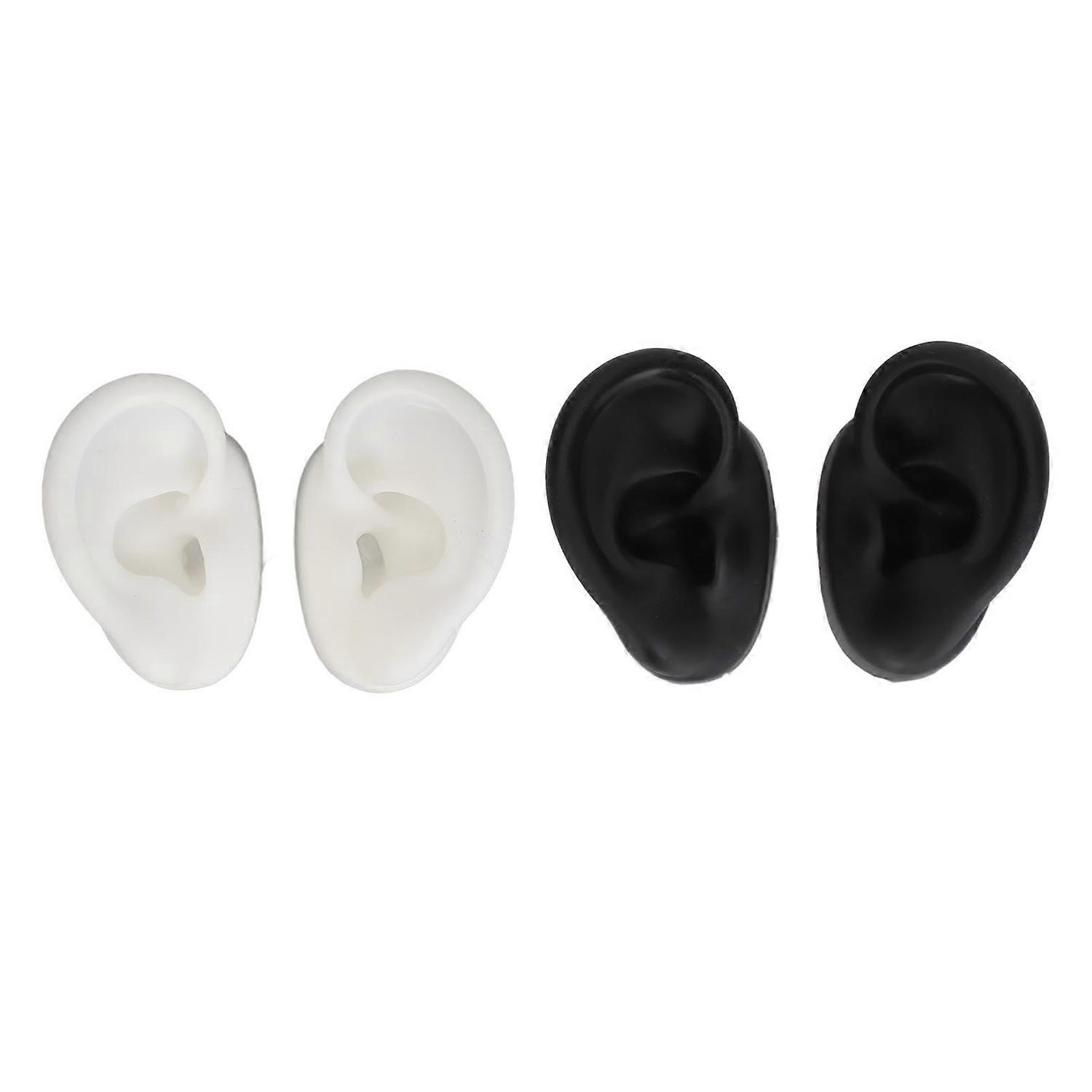 2 Pair 3D Silicone Ear Model Soft Flexible Left Right Ear Simulated Fake Model Practice Tool for Tea