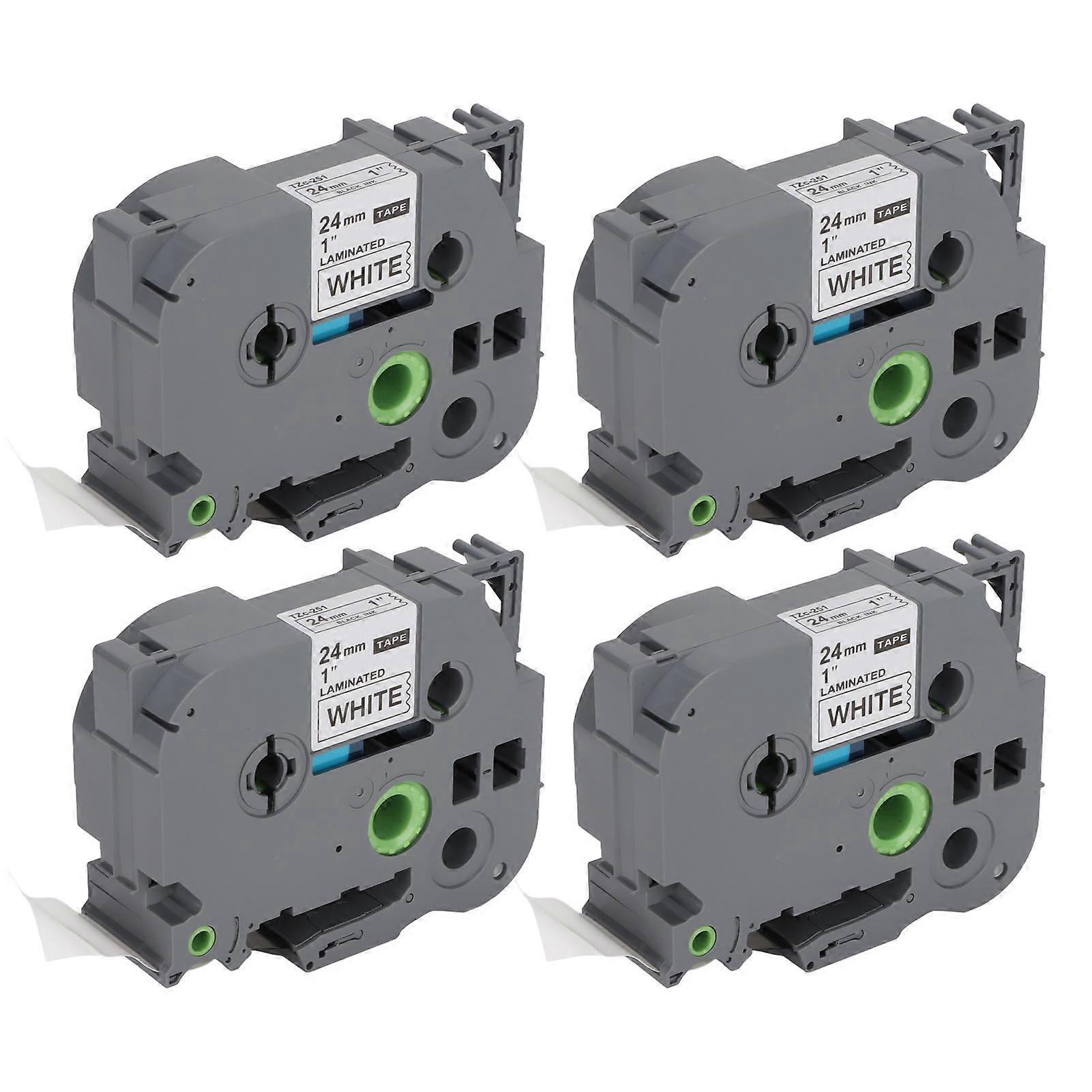 Label Maker Tape 24mm Wide 8M Long Black On White Even Inking Smart Sensing Replacement Label Maker Refills for TZe 651 White Box of 4