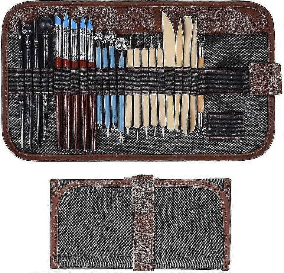 Clay Sculpting Art Tools Kit 24 Pcs Pottery Clay Sculpting Tools With A Storage Bag Ball Stylus Dotting Tools
