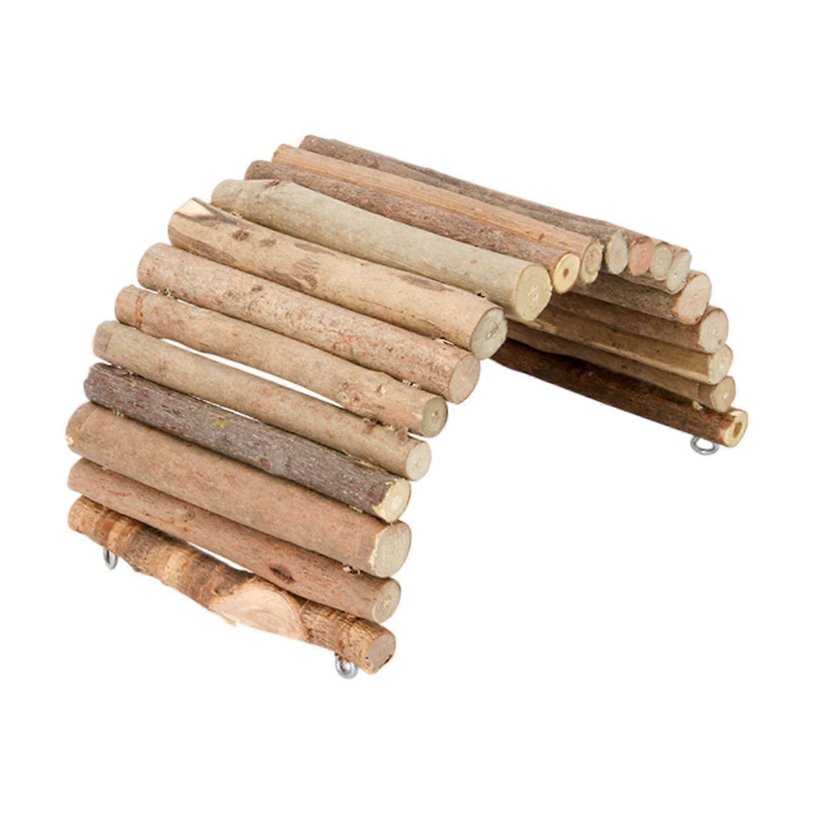 Wooden Hamster Bridge Climbing Ladder Reptile Hideout for Mice Rats Tortoise