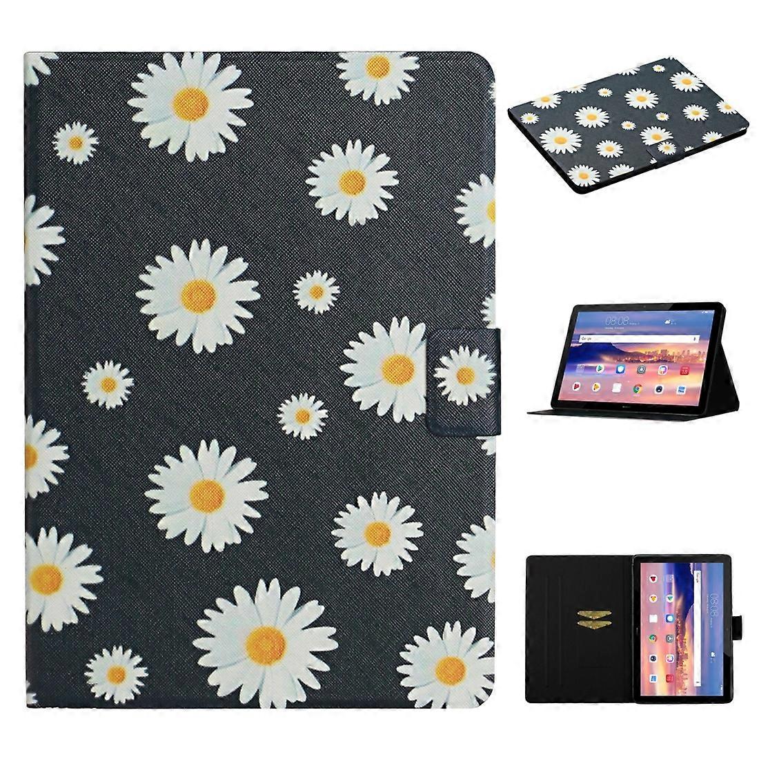 Flower Pattern Horizontal Flip Leather Case with Card Slots & Holder For Huawei MediaPad T5
