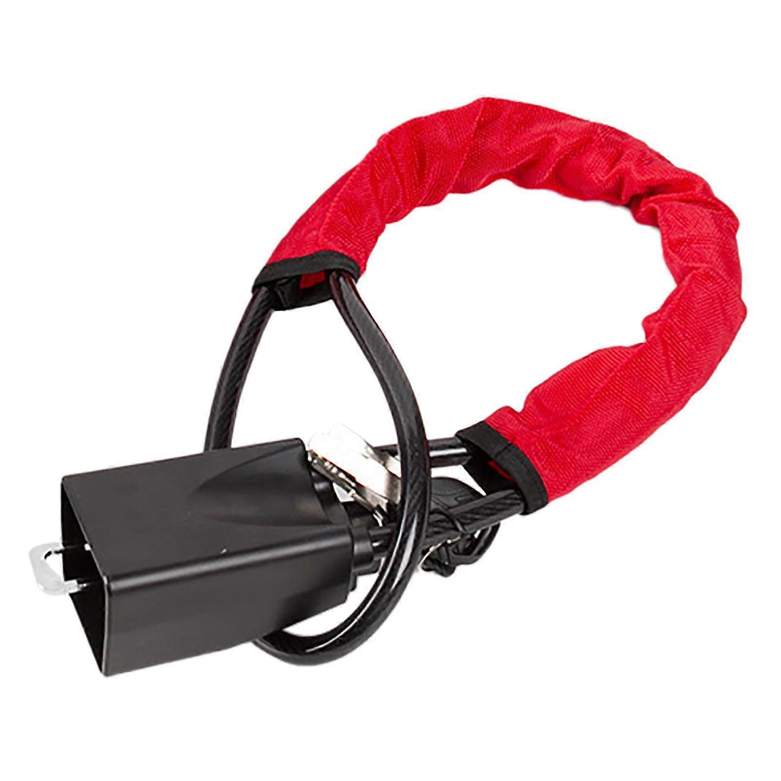 Steering Wheel Lock Cutting Resistant Thickened Steel Cord Portable Anti Theft Car Device Seat Belt Lock for Vehicle Red MK4447