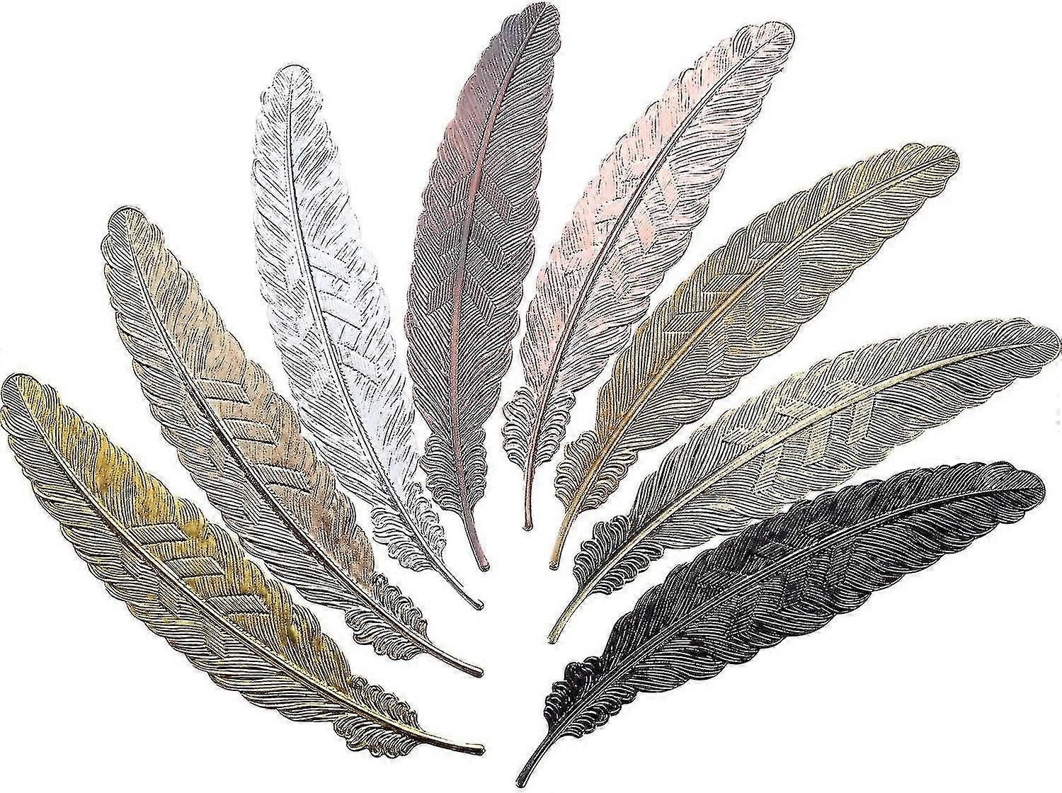 8 Pieces Assorted Metal Feather Bookmarks, Shape Book Gift