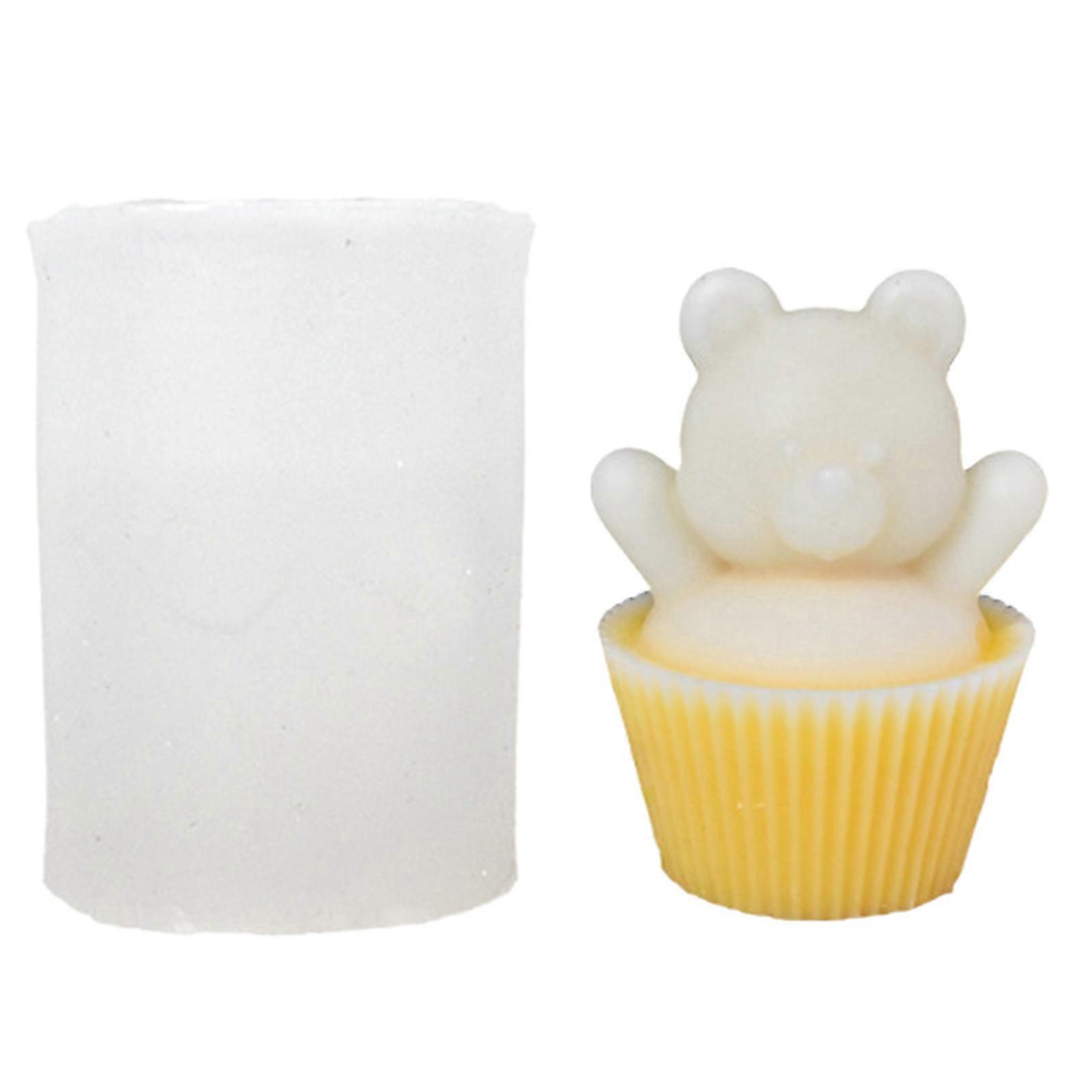 Soft and Durable Silicone Bear Muffin Cup Candle Mold for Art Project Making Unique Candle or Aromatherapy in Home