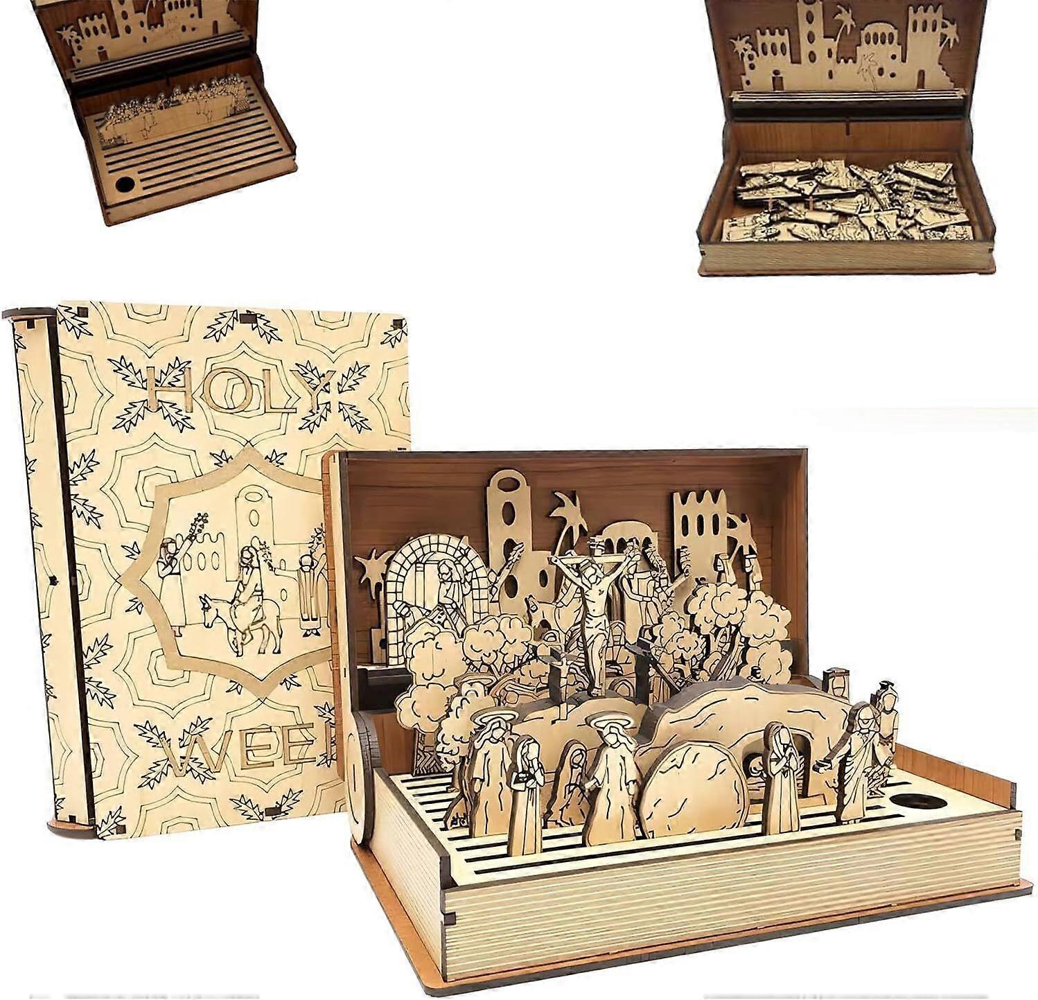 Family Easter Holy Week Gift, Scene Decor, Unique Handmade DIY Easter Book Kit