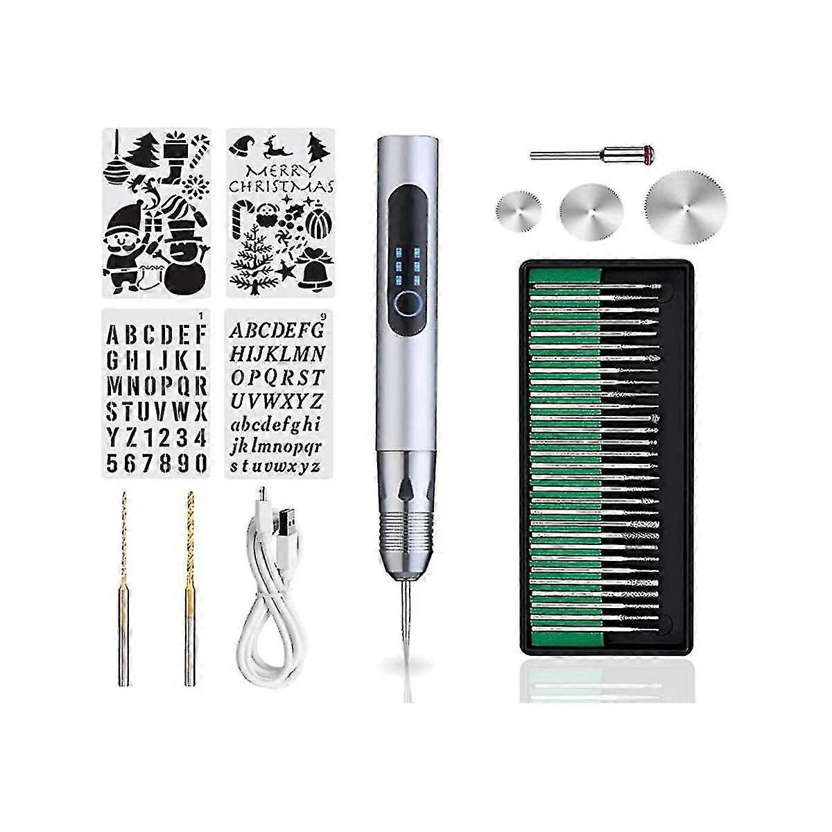 Usb Rechargeable Engraving Pen With 35 Bits And 4 Stencils,mini Electric Engraving Machines Engrave