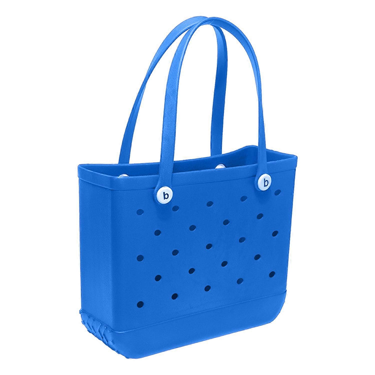 Waterproof PVC Beach Bag with Holes Non-slip Handle Large Capacity Open Tote Handbag Seaside